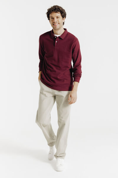 Polo manches longues piqu&eacute; uni