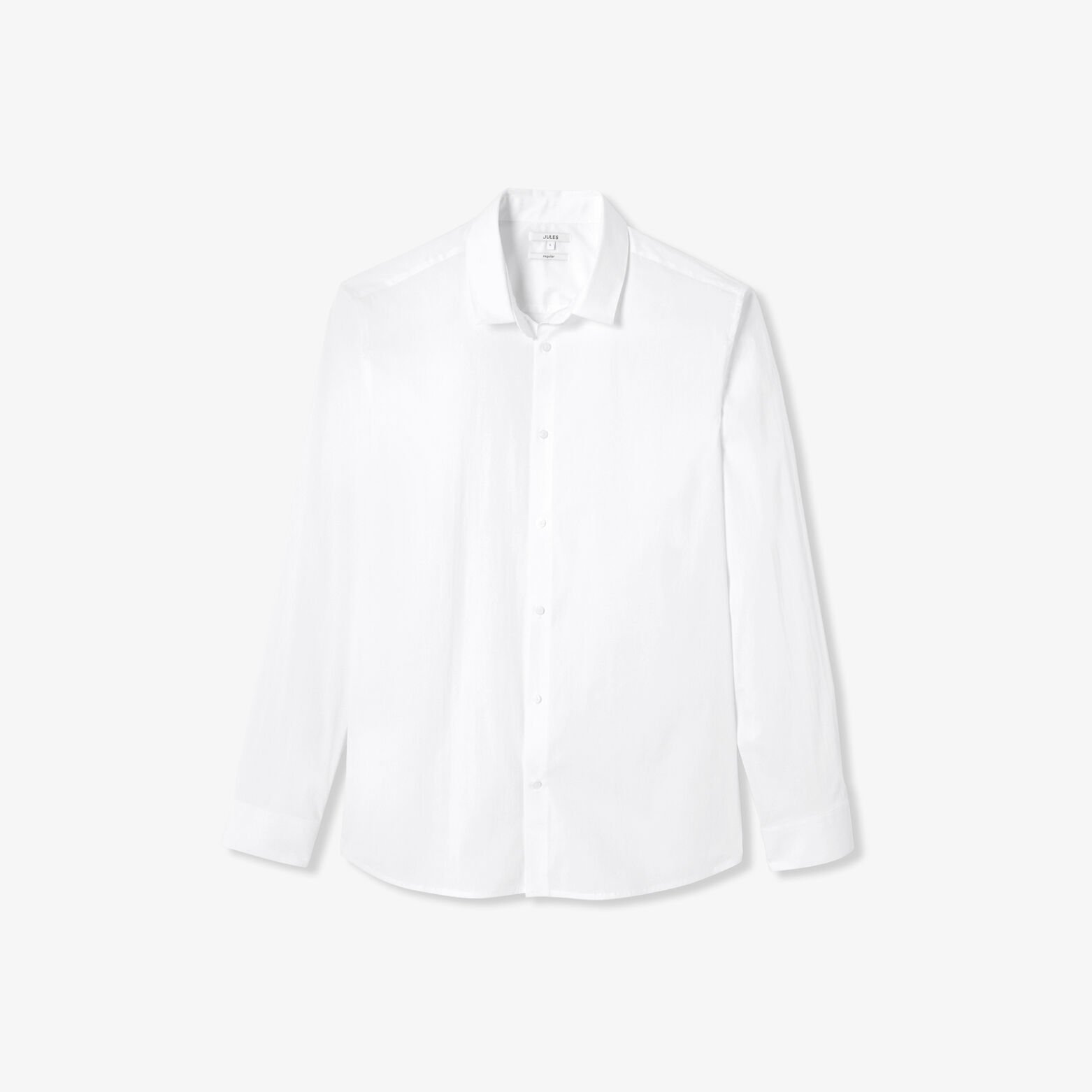 Regular effen hemd in katoen, nylon en elastaan