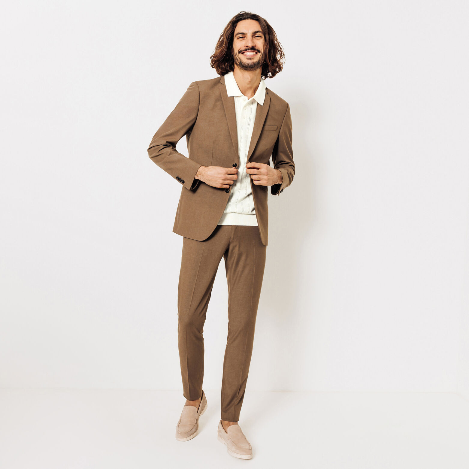 Polo en maille jeux de points fantaisie