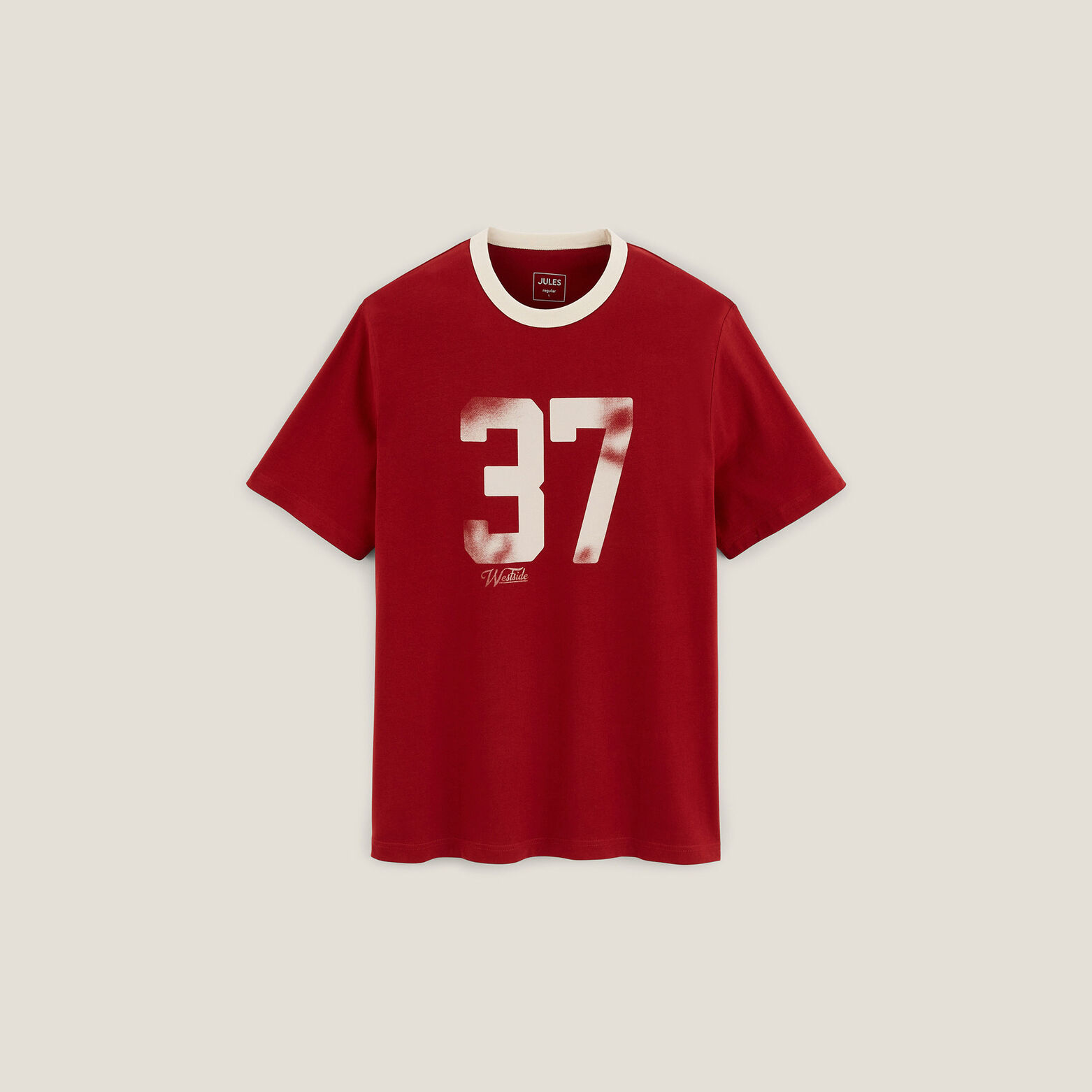 Tee shirt col rond imprim&eacute; colletage contrast&eacute;