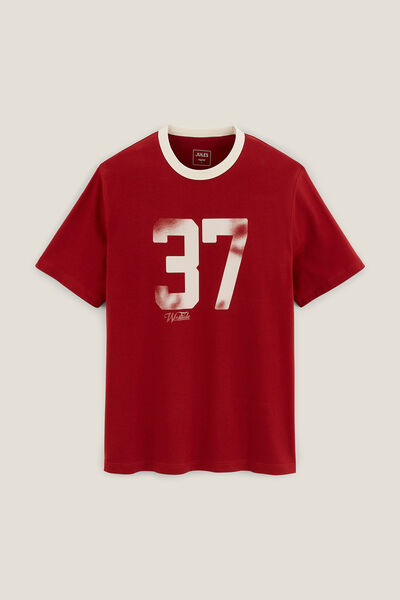 Tee shirt col rond imprim&eacute; colletage contrast&eacute;