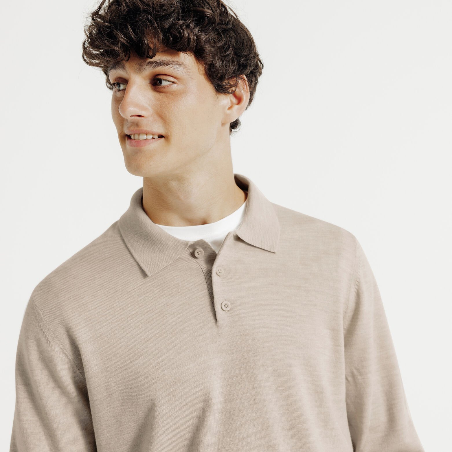Polo en maille col boutonn&eacute; m&eacute;rinos