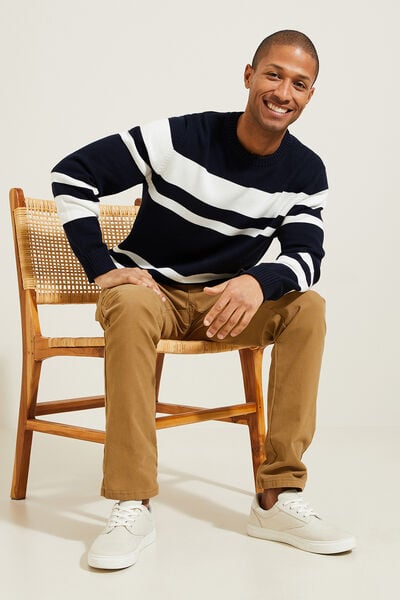 Gestreepte trui met ronde hals