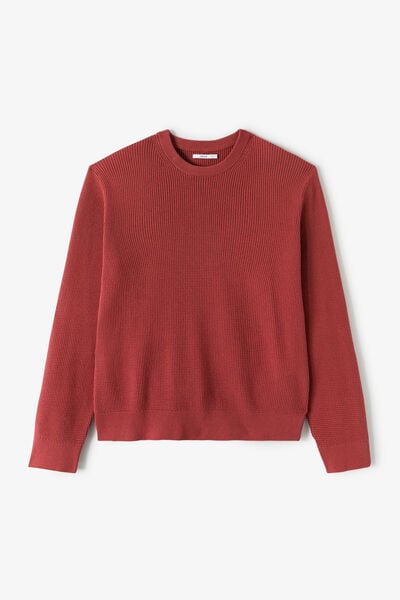 Pull col rond jeux de points fantaisie