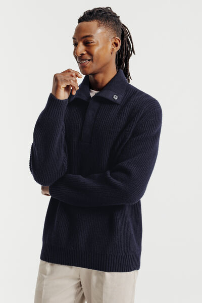 Trui truckerskraag in lambswool