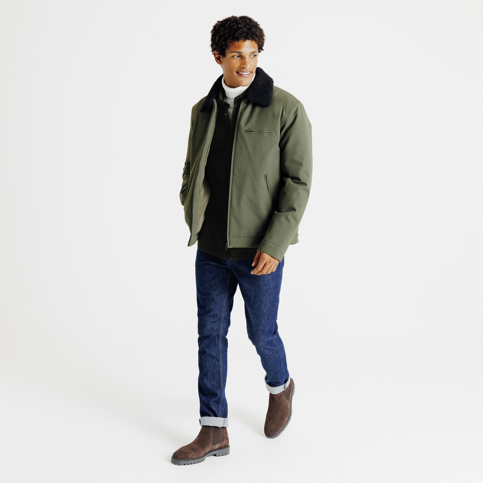 Regular fit hemd in fluweel