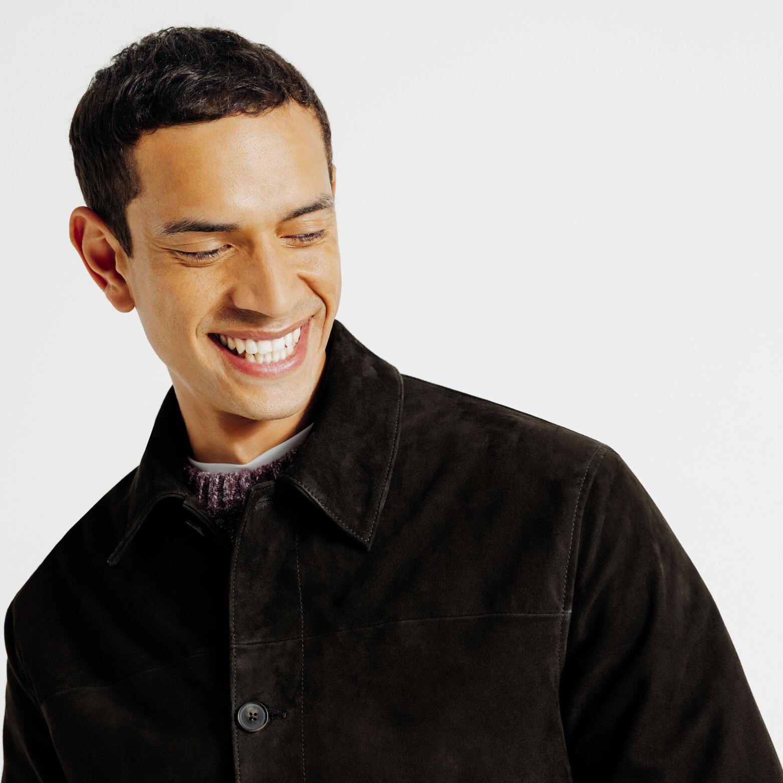 Blouson en cuir col chemise