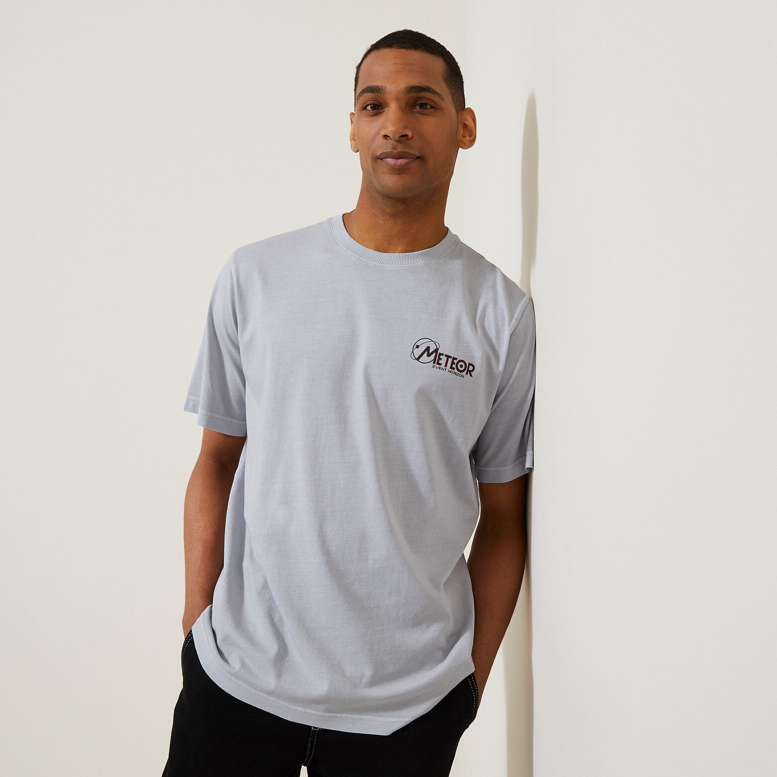 Tee shirt col rond imprim&eacute; poitrine en coton