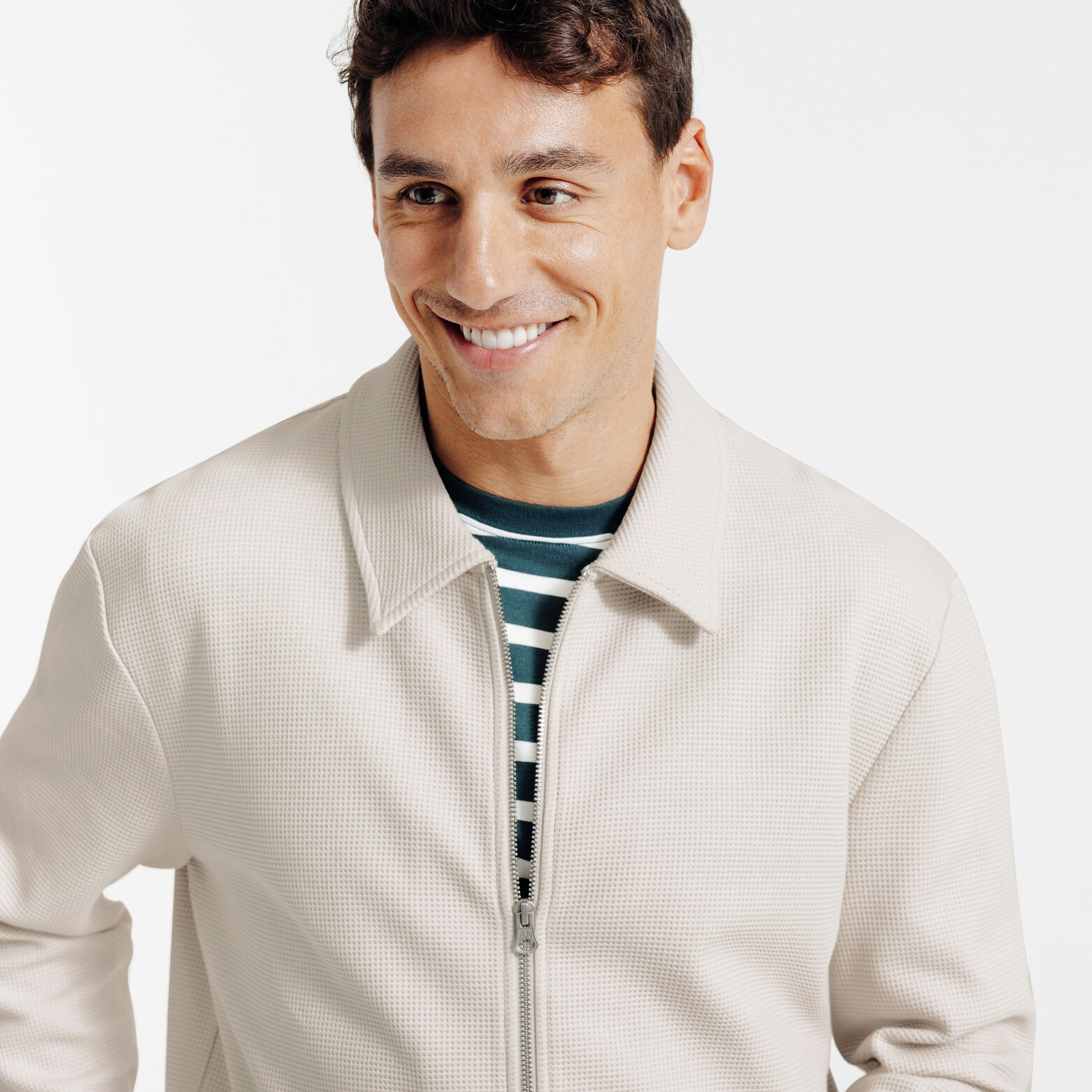 Sweat col chemise gaufr&eacute;