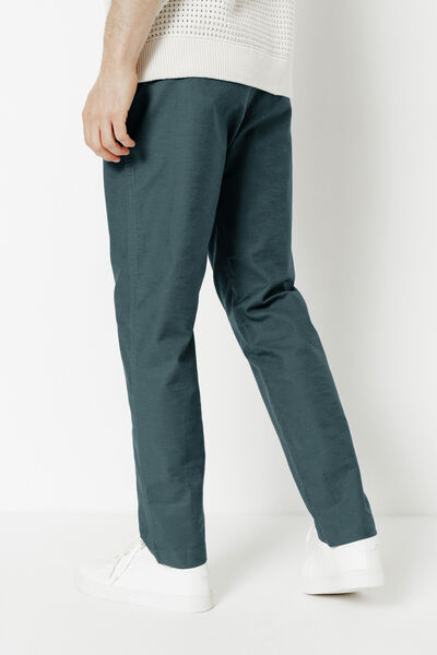 Pantalon droit m&eacute;lange coton lin