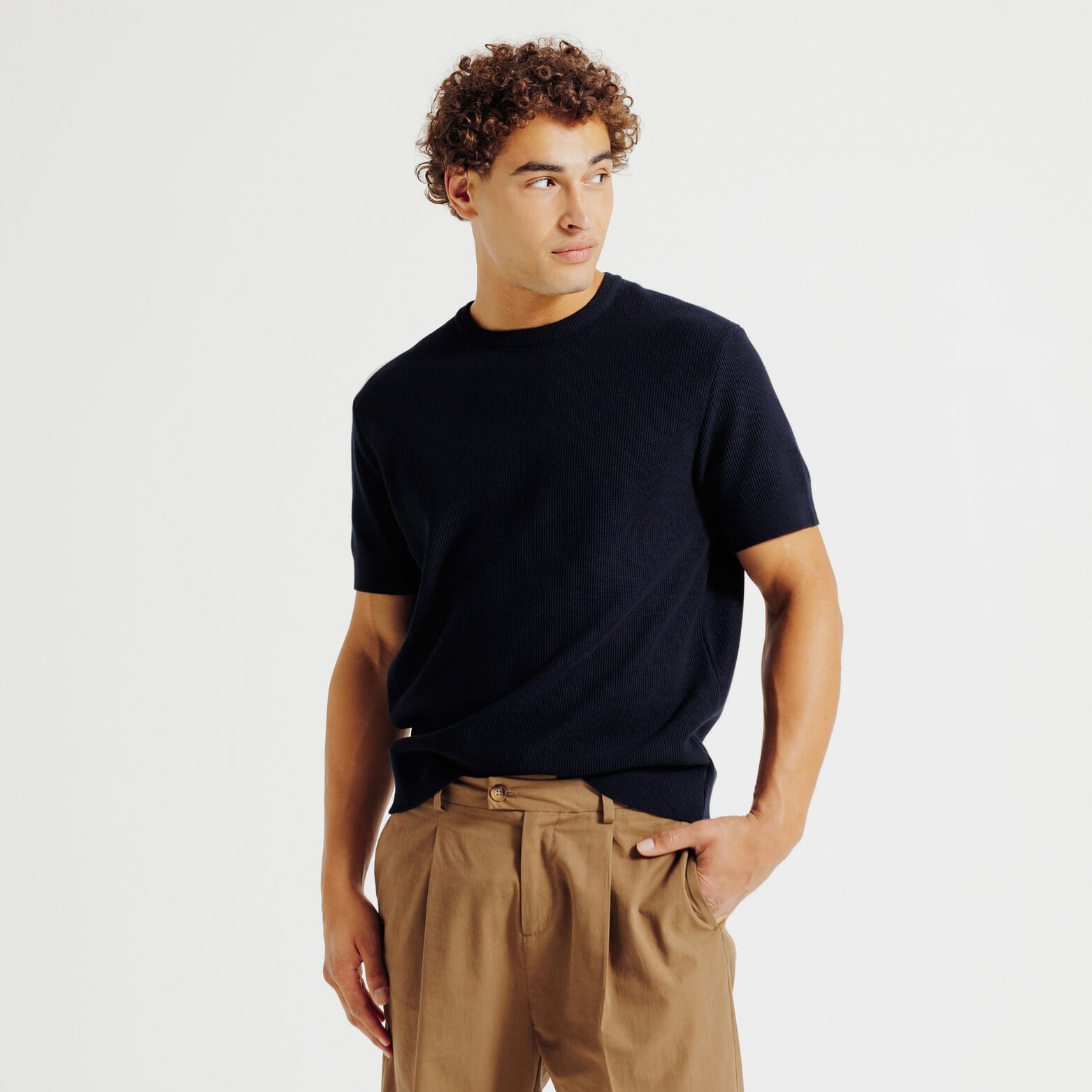 Tee shirt en maille jeux de points fantaisie