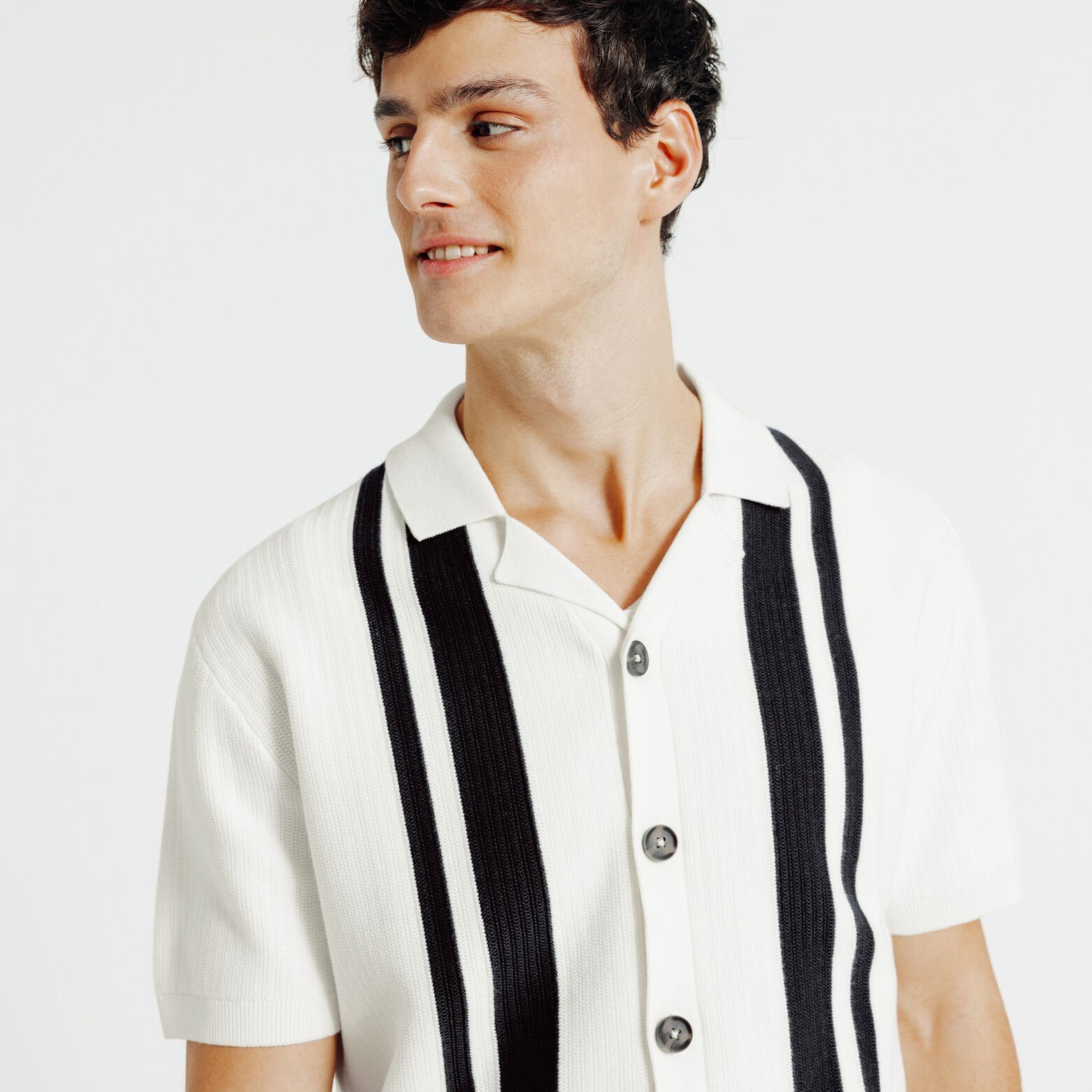 Chemisette en maille col requin ray&eacute;