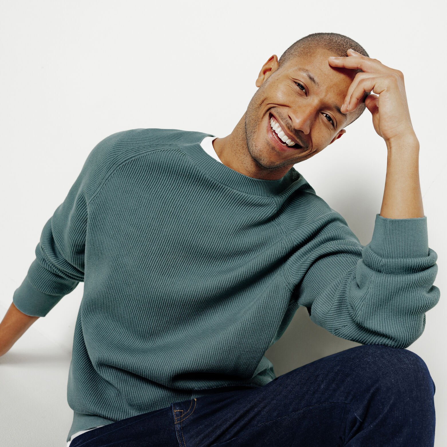 Trui met ronde hals in ribstof