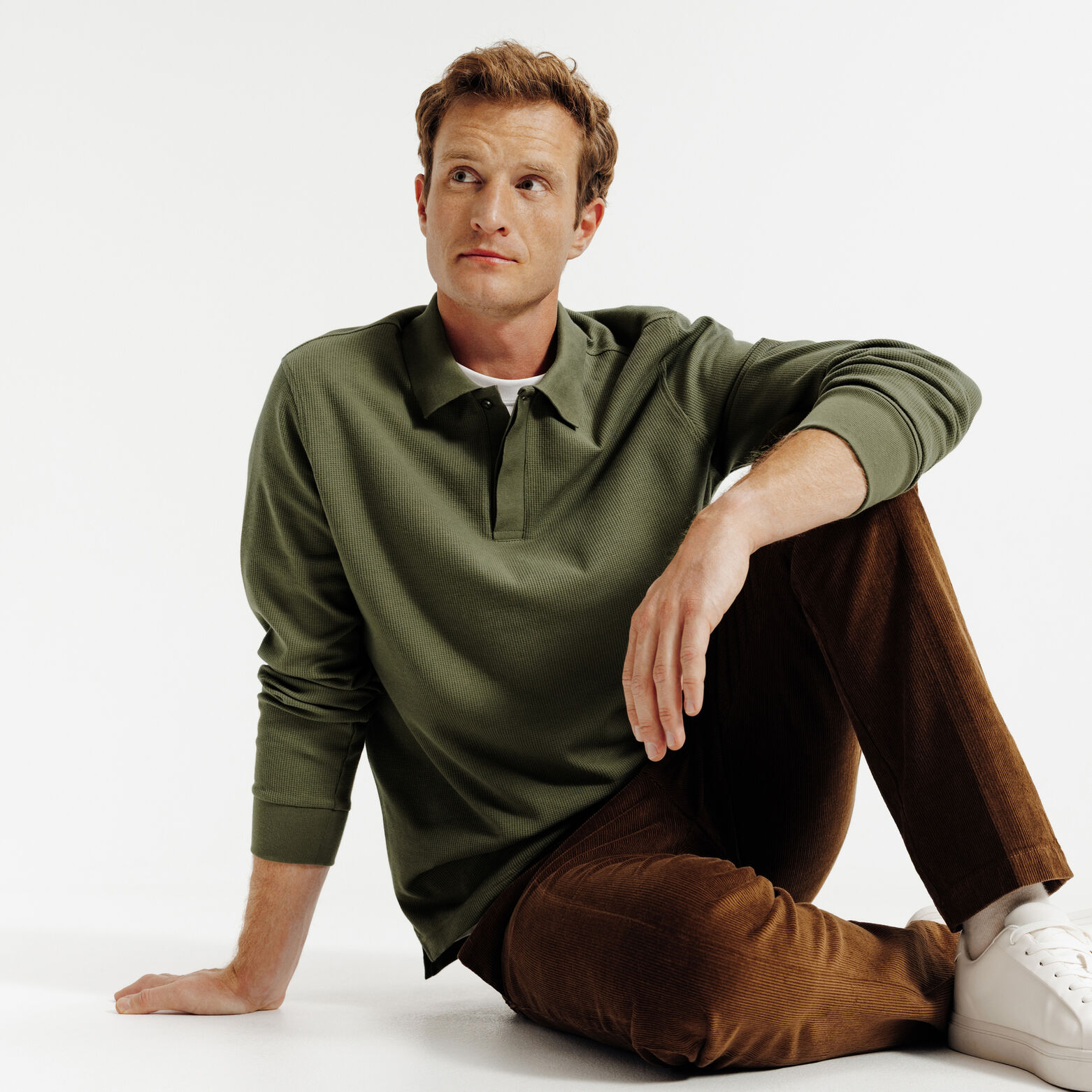 Polo lange mouwen in wafelstof