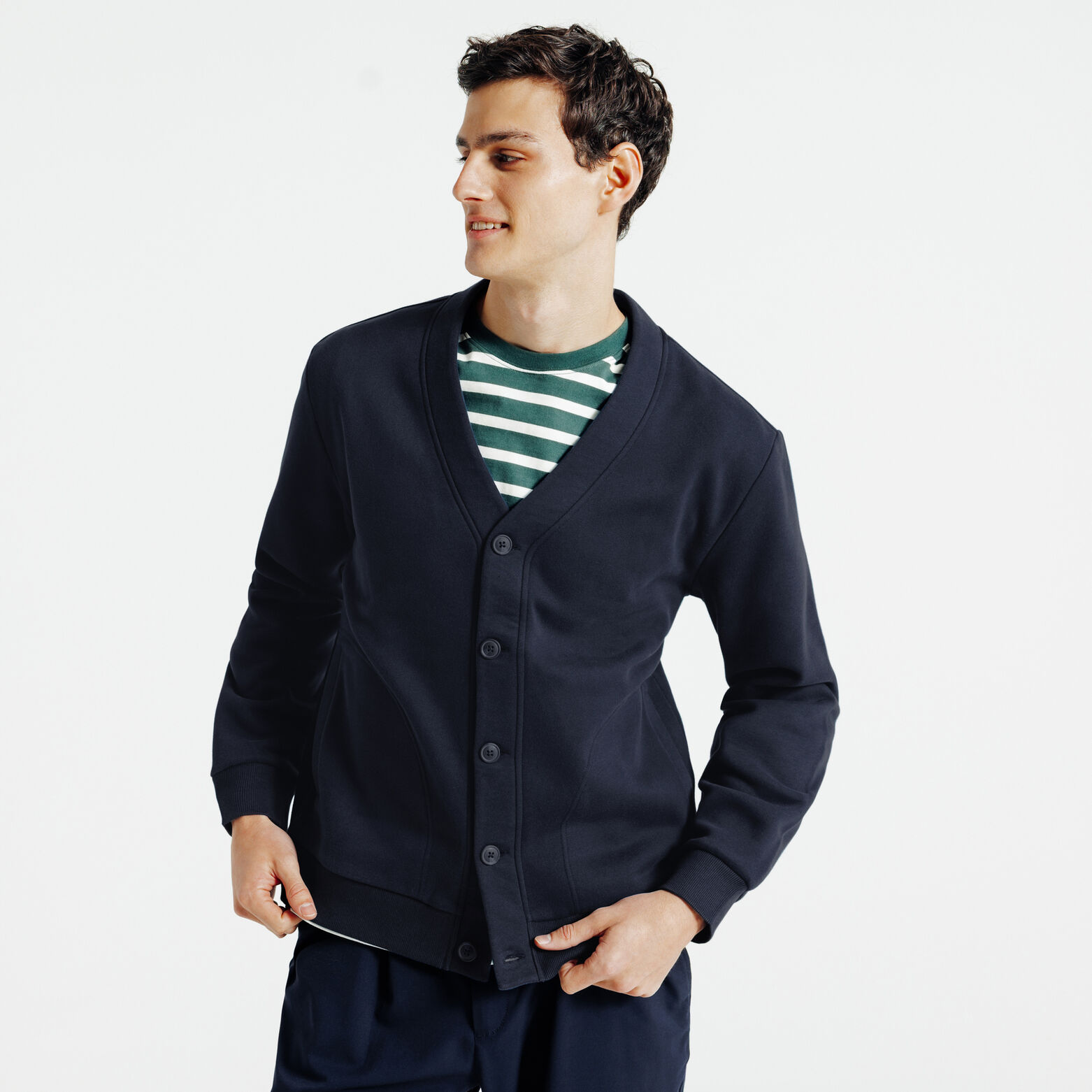 Sweat cardigan &agrave; boutons