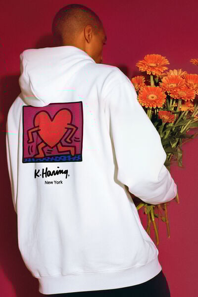 Sweat &agrave; capuche imprim&eacute; licence Keith Haring