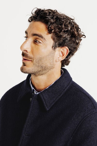 Blouson en laine col chemise