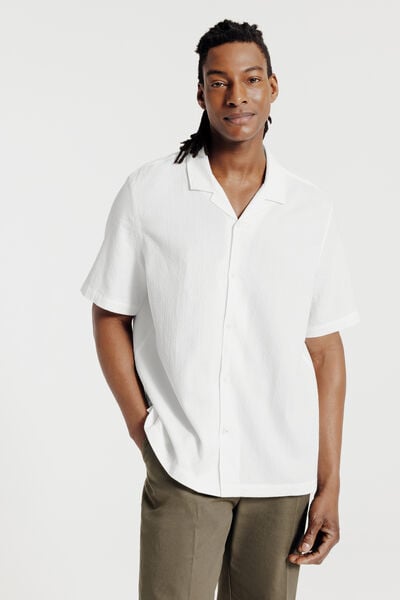 Chemisette en coton seersucker unie