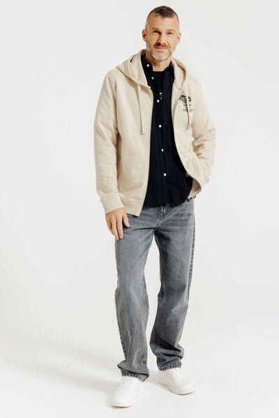 Sweat &agrave; capuche zipp&eacute; imprim&eacute;