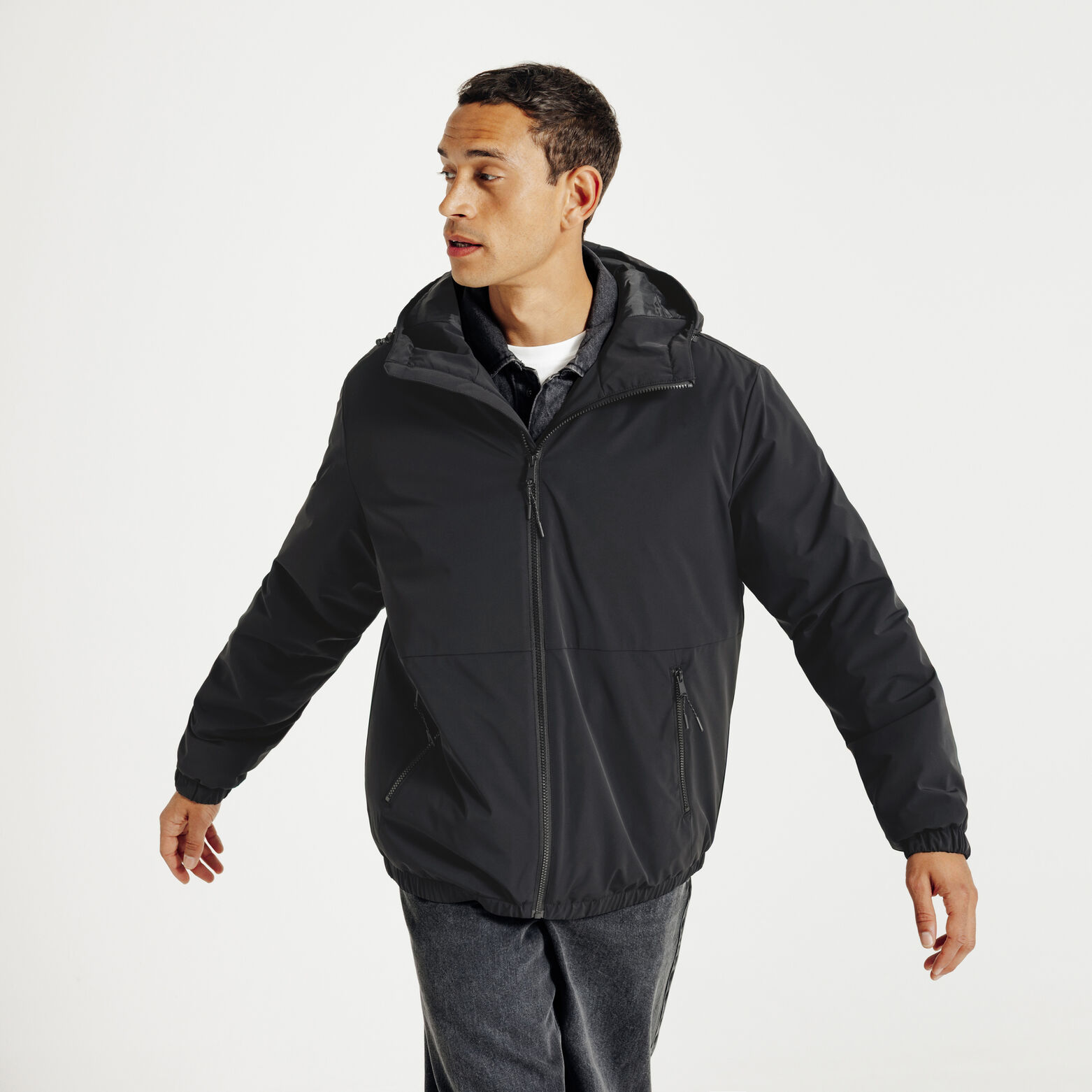 Blouson &agrave; capuche zipp&eacute;