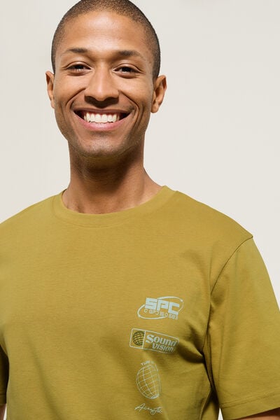 Tee shirt col rond imprim&eacute; en coton