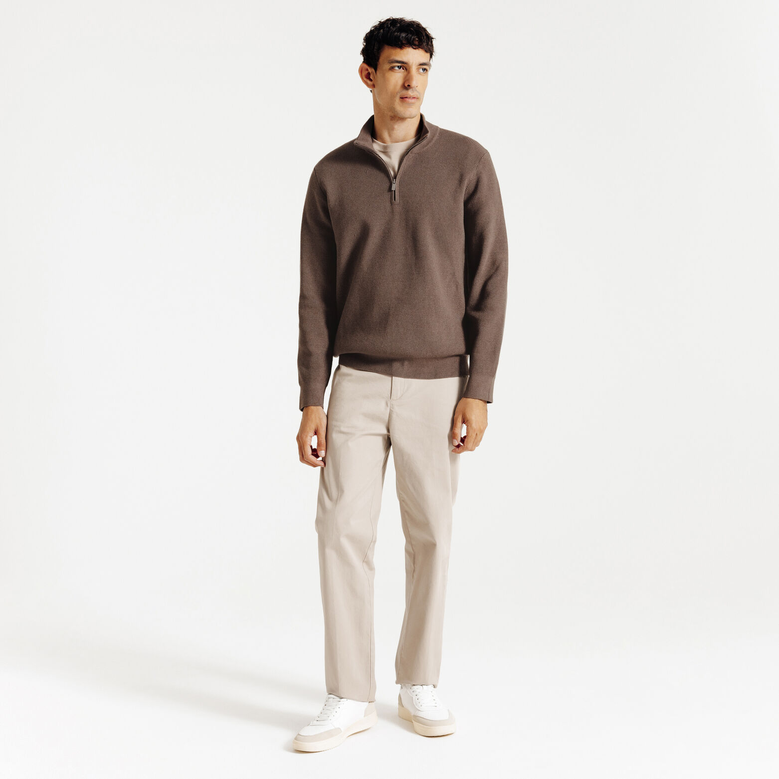 Pull col montant zipp&eacute; gaufr&eacute;