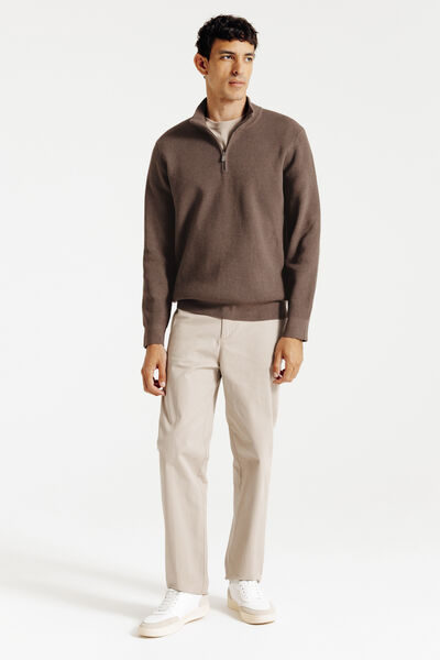 Pull col montant zipp&eacute; gaufr&eacute;