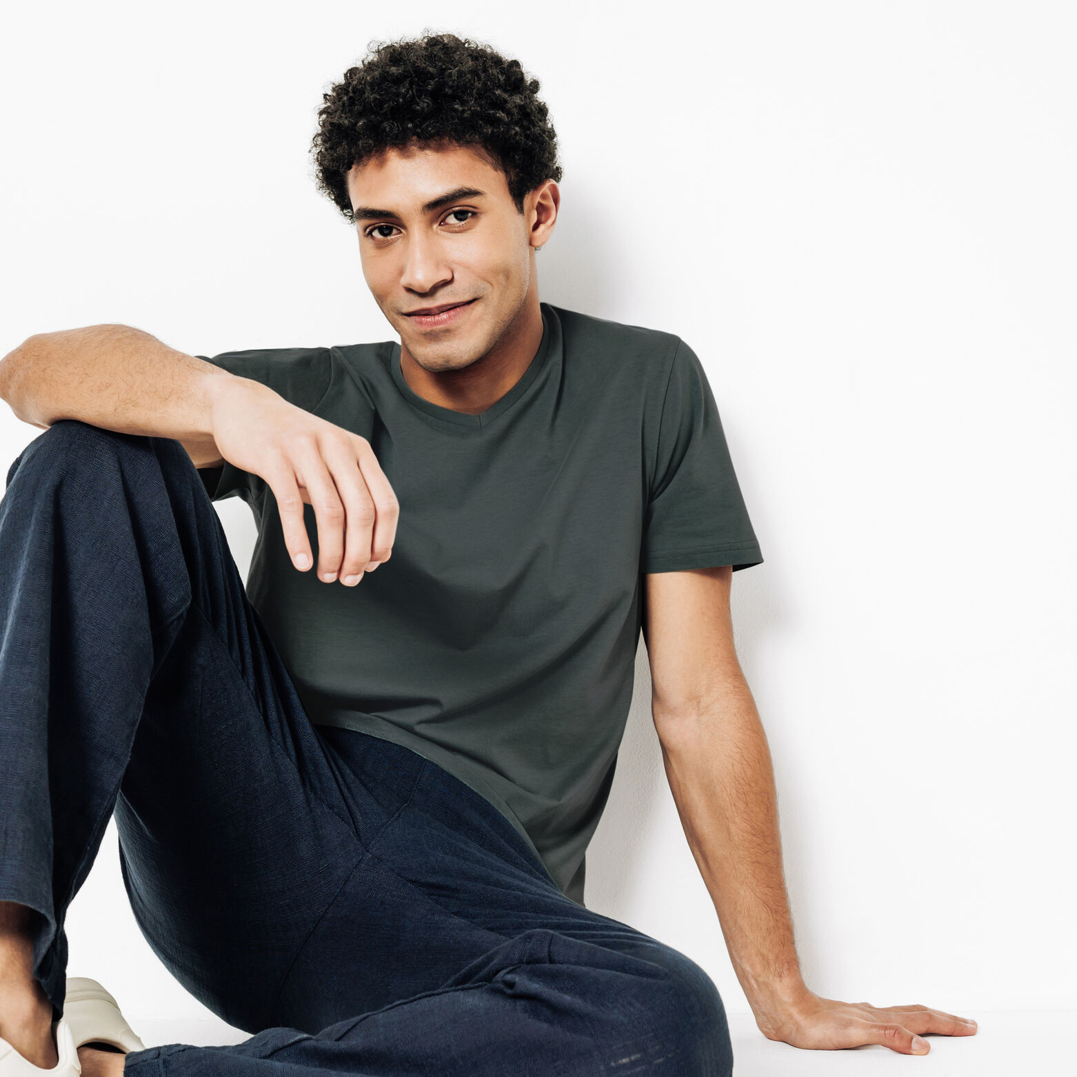 Tee shirt col V en coton