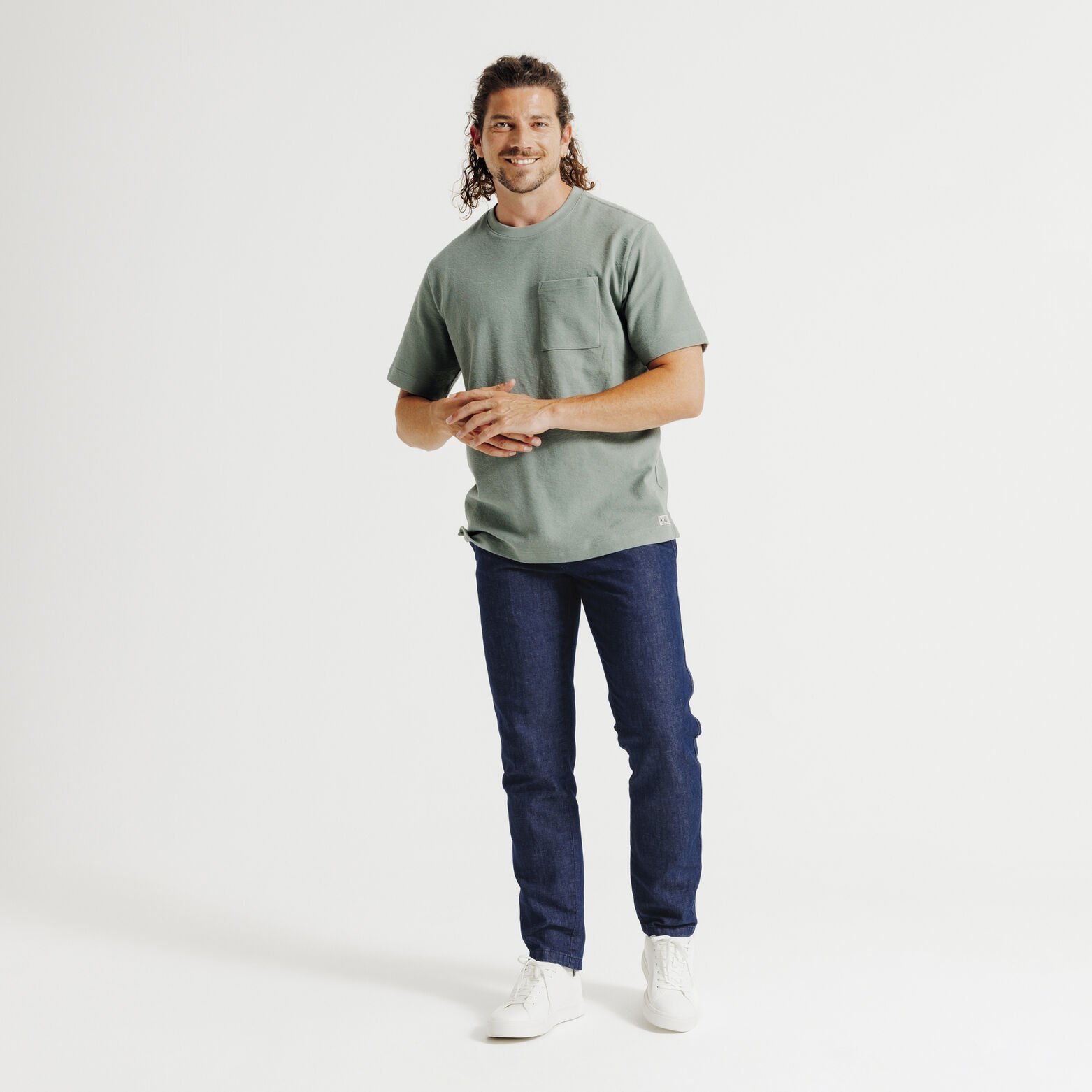 Relax jeans met linnen