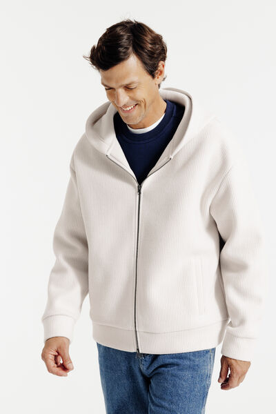 Sweater met kap en dubbele rits