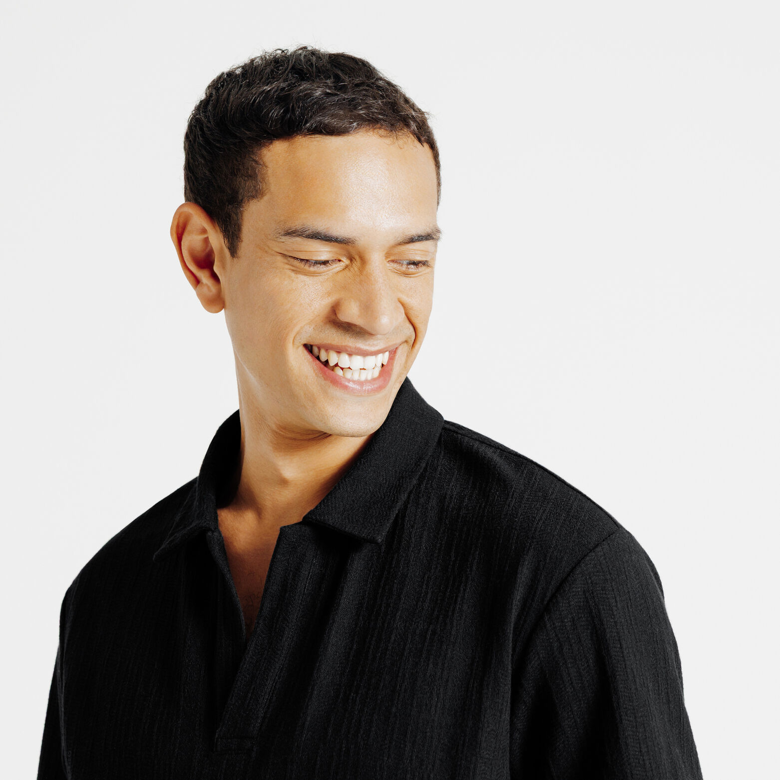 Polo korte mouwen met resortkraag in textuurstof