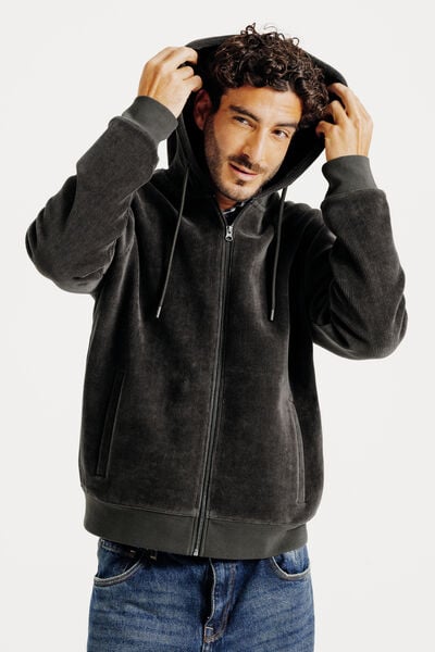 Sweat &agrave; capuche zipp&eacute; velours