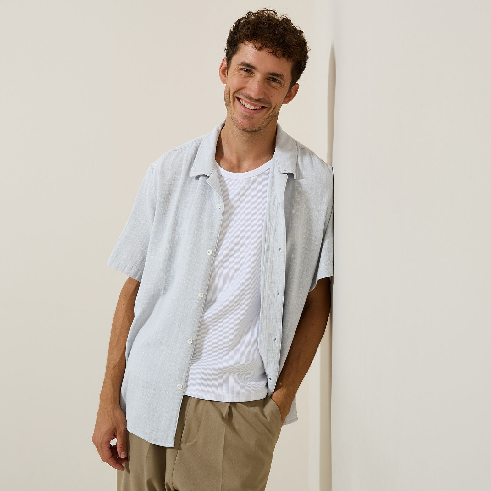 Chemisette en gaze de coton textur&eacute;e