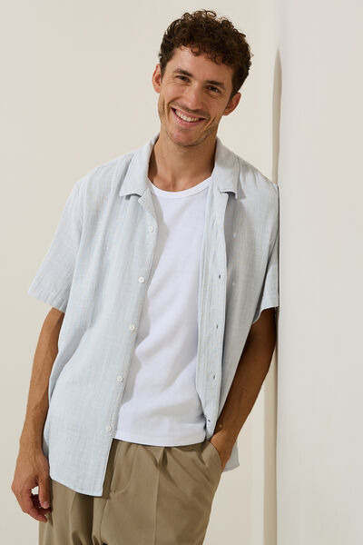 Chemisette en gaze de coton textur&eacute;e