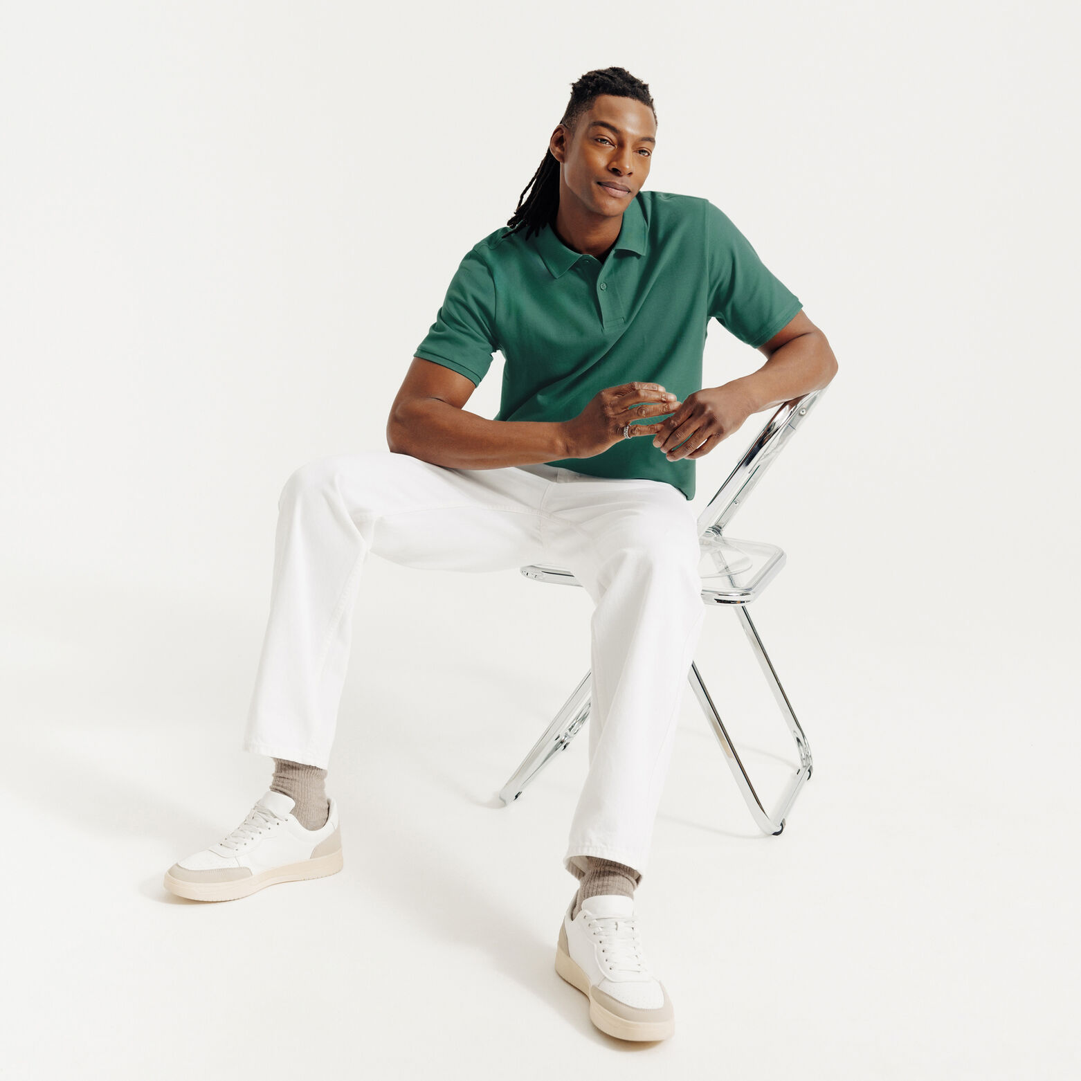 Polo manches courtes piqu&eacute; uni