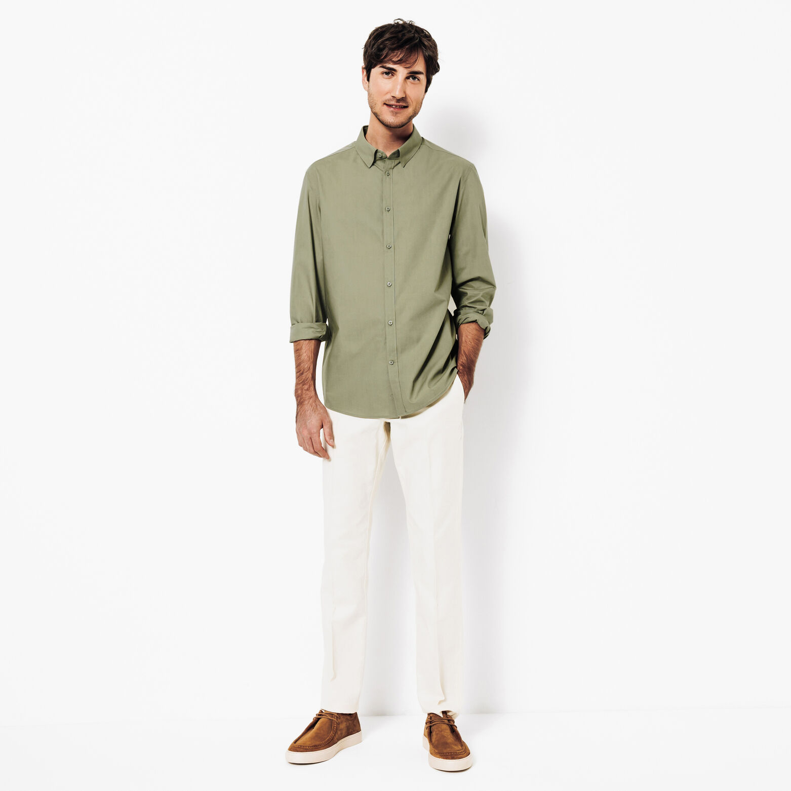 Hemd in katoen met semi Italiaanse kraag