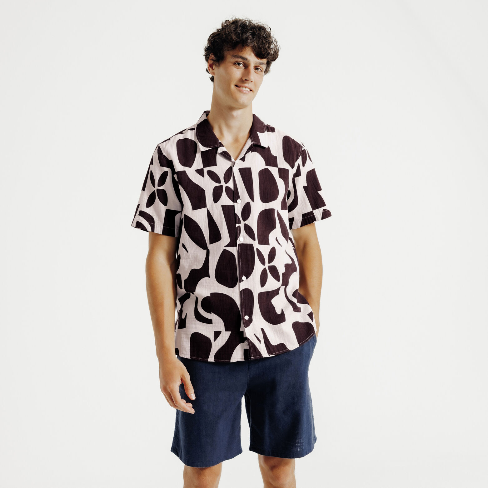 Chemisette en gaze de coton imprim&eacute;e