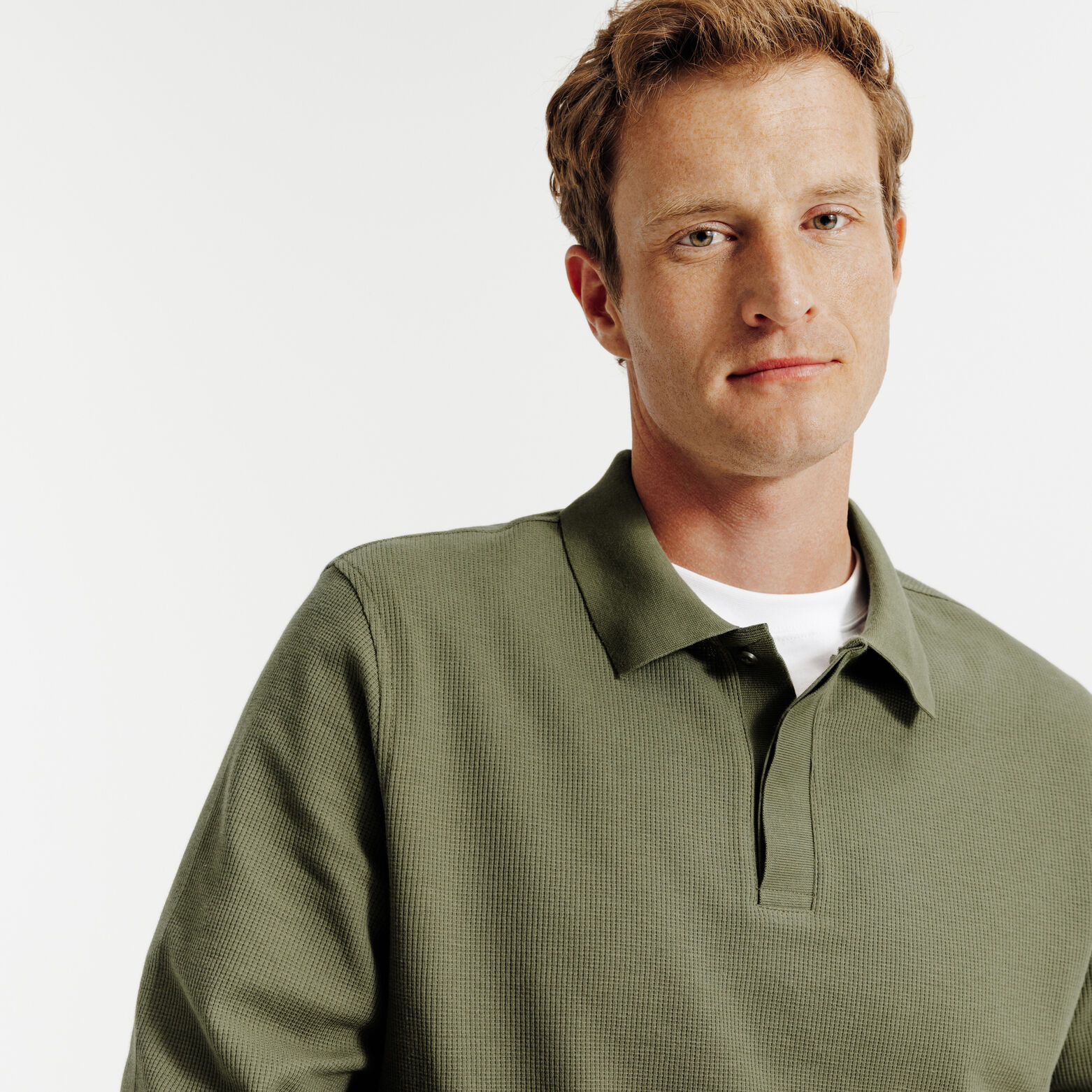 Polo lange mouwen in wafelstof