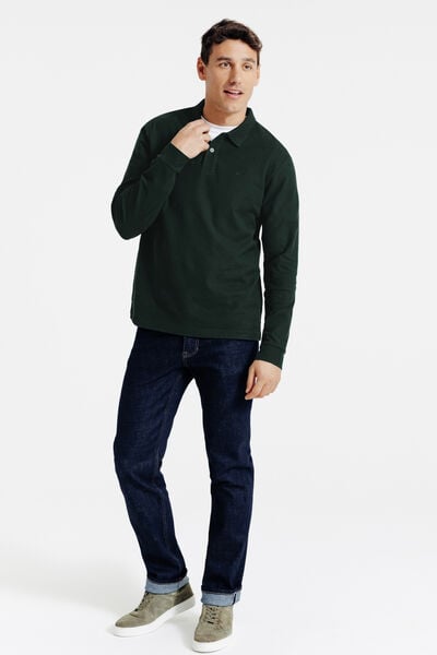 Polo manches longues piqu&eacute; uni