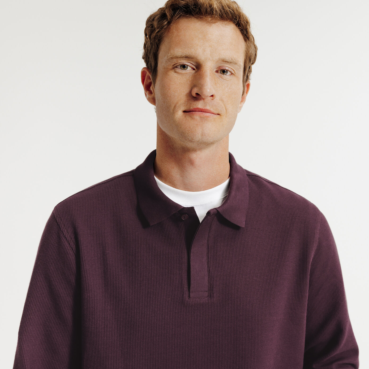 Polo manches longues gaufr&eacute;