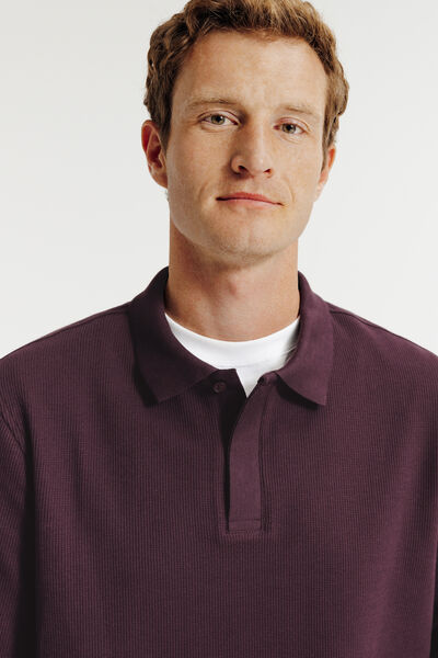 Polo manches longues gaufr&eacute;