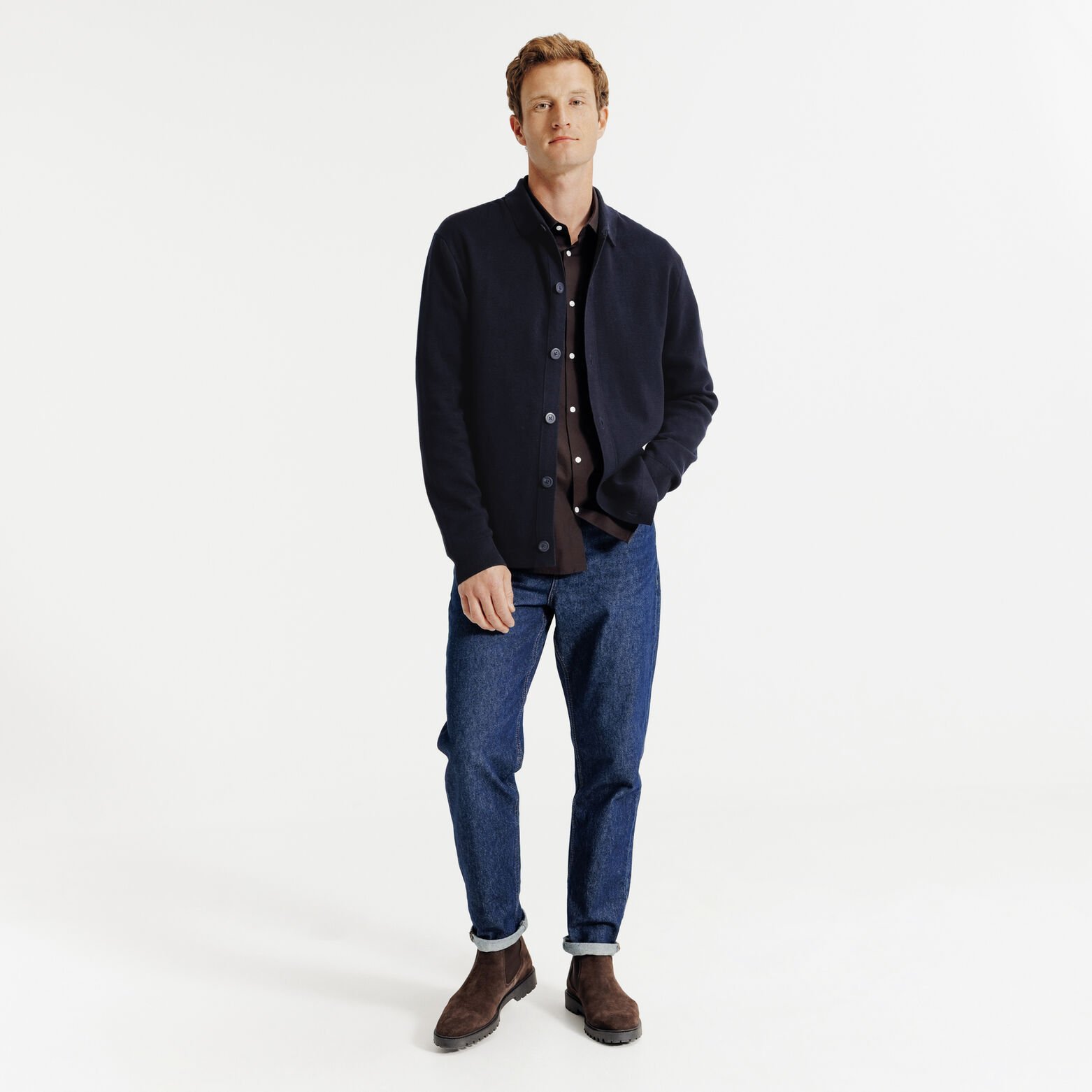 Gilet cardigan boutonn&eacute; col polo