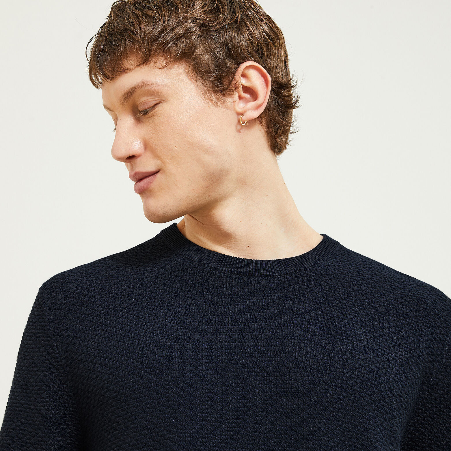 Gem&ecirc;leerde fantasie trui met ronde hals