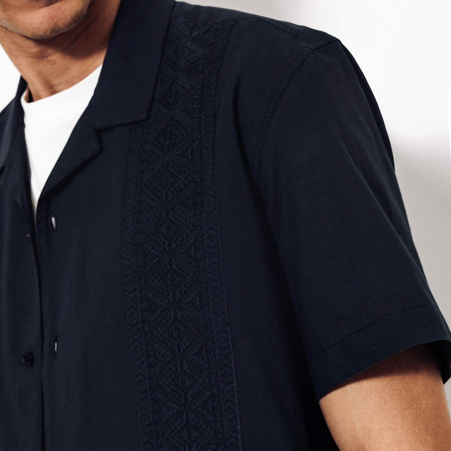 Chemisette regular unie en broderie en coton