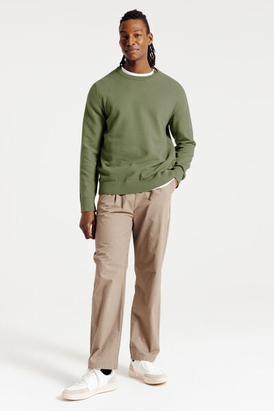 Pull col rond jeux de points fantaisie