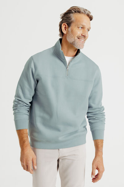 Sweat col montant zipp&eacute; uni