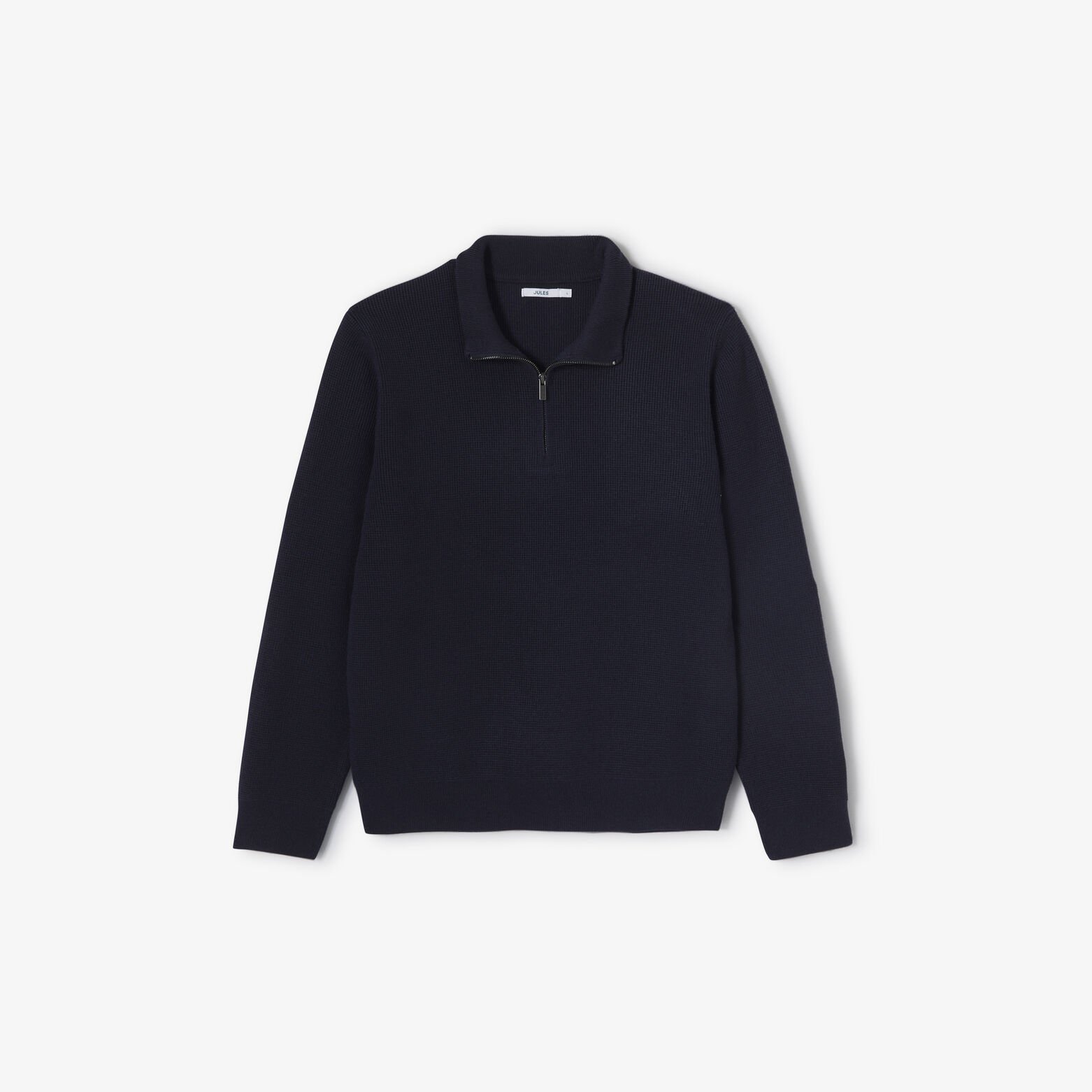 Trui met opstaande kraag en rits in wafelstof