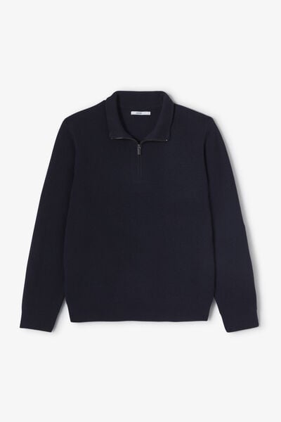 Pull col montant zipp&eacute; gaufr&eacute;