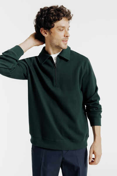 Sweat col polo zipp&eacute;
