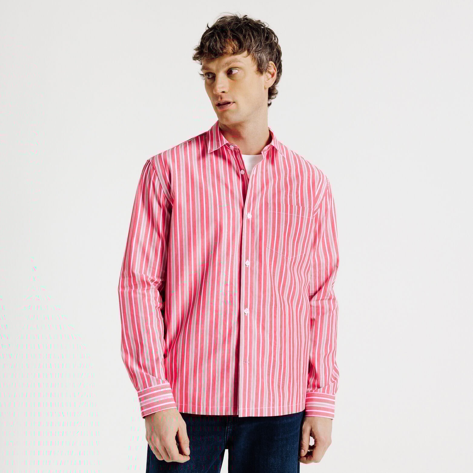 Chemise boxy ray&eacute;e en coton